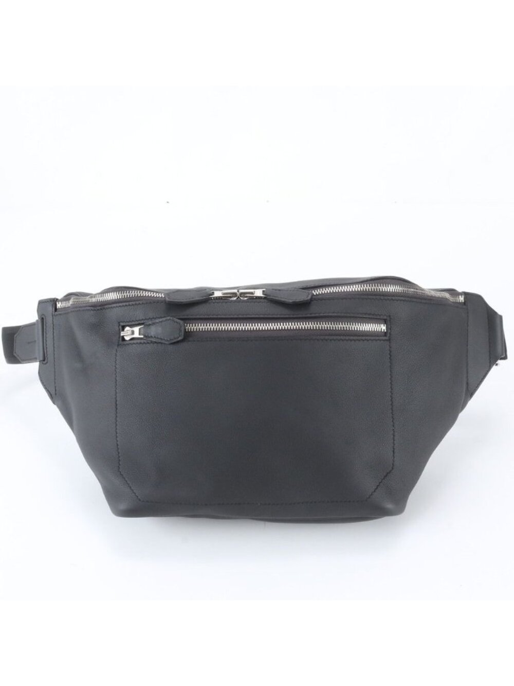 Hermes City Slide Cross Leather Belt Bag Crossbody Waist Pouch Black